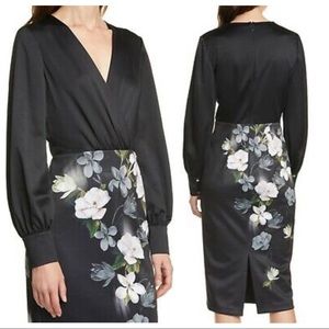Ted Baker Black Floral Midi Dress